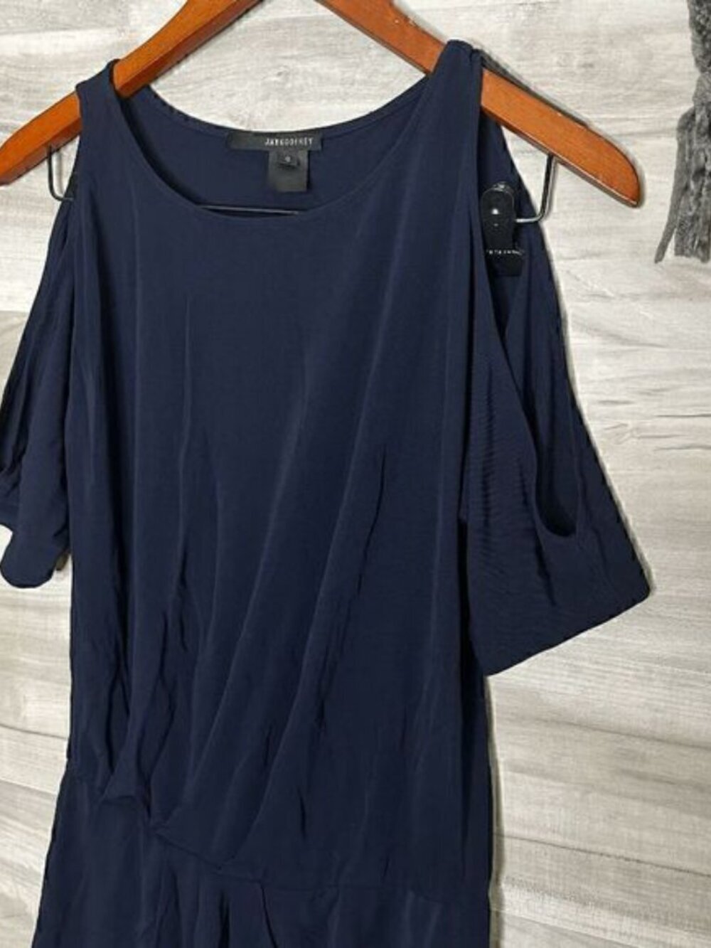 Jay Godfrey Womens Navy Midnight Blue Open Shoulder Tunic Flowy Dress Size 0 - Picture 5 of 9